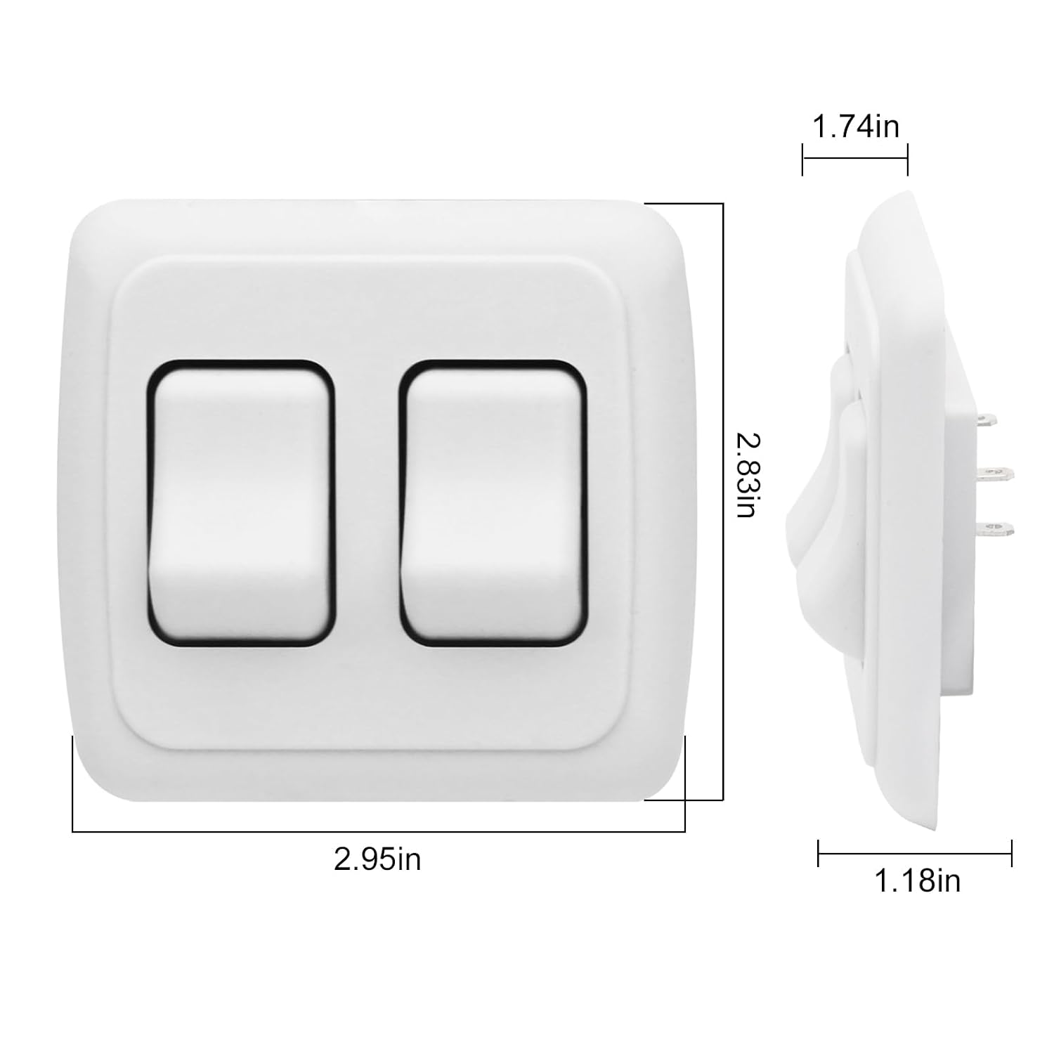 Double SPST On-Off Switch with Bezel, 12V Light Switch for RV, Camper(White)