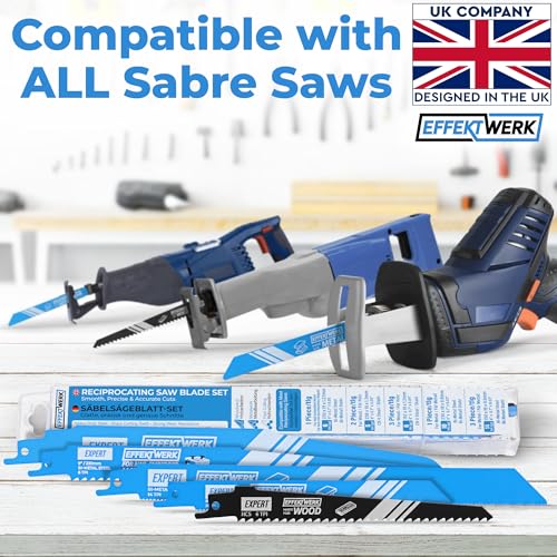 EffektWerk - Reciprocating Saw Blade Set - 10 Pieces - Heavy-Duty HCS Steel Sabre Saw Blades for Wood, Metal & Plastic - 6/10/14/18 TPI 9 EffektWerk - Reciprocating Saw Blade Set - 10 Pieces - Heavy-Duty HCS Steel Sabre Saw Blades for Wood, Metal & Plastic - 6/10/14/18 TPI - Image 9