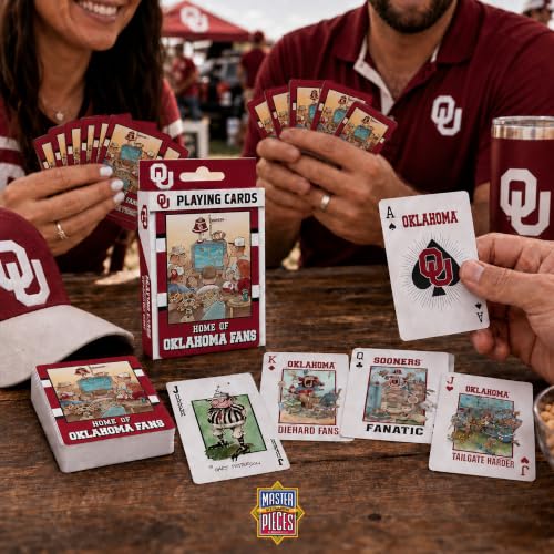 Image of Masterpieces NCAA Oklahoma Sooners Playing Cards Deck - Officially Licensed, 54 Cards - Ages 4+
