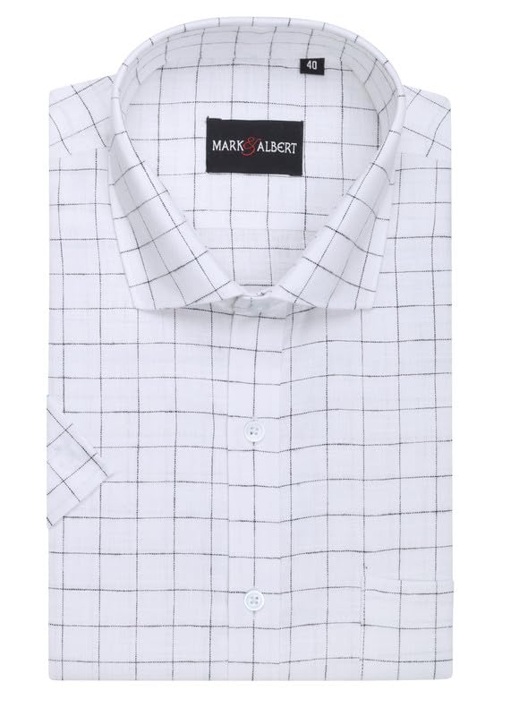 mark & albert Men's Half Sleeve Linen Shirt Striped-picture-33