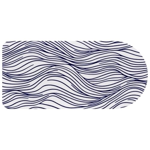 Grand tapis de souris de jeu vagues de style linéaire motif nautique 73x35cm