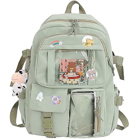 HORHEAR Kawaii School Backpack with Accessories Cover