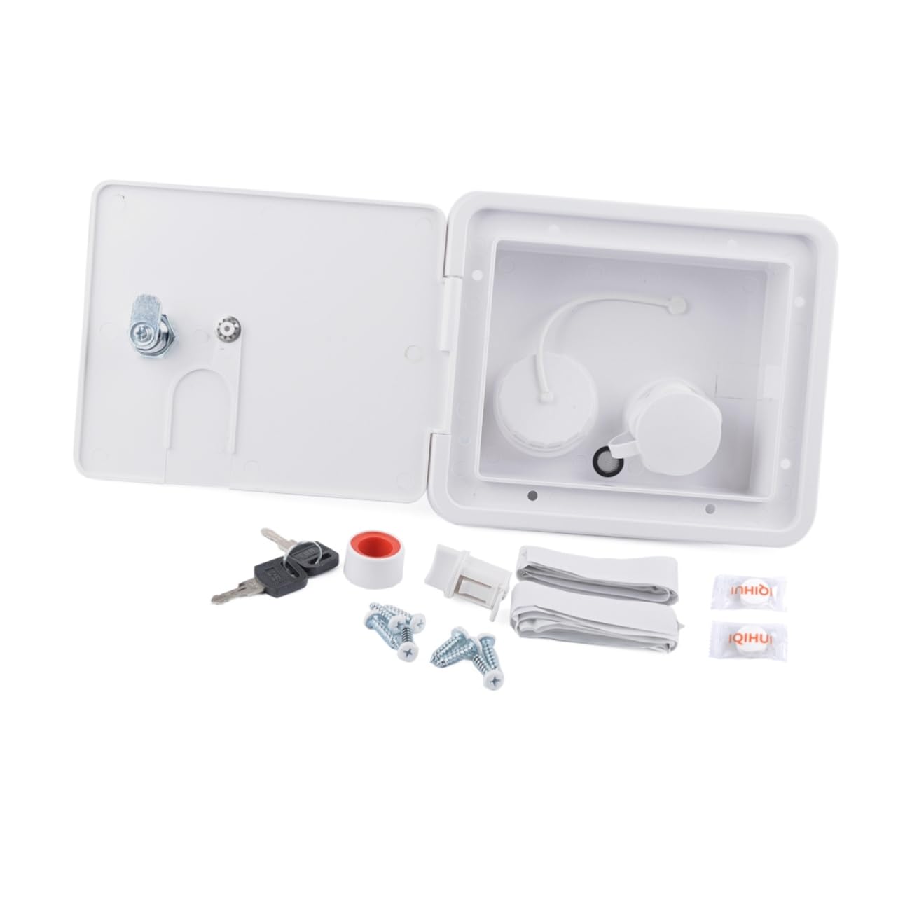 RV Integrated Water Hatch Fill Box Check Valve Universal Replacement for Motorhome and Trailer Accessories Sturdy White Design