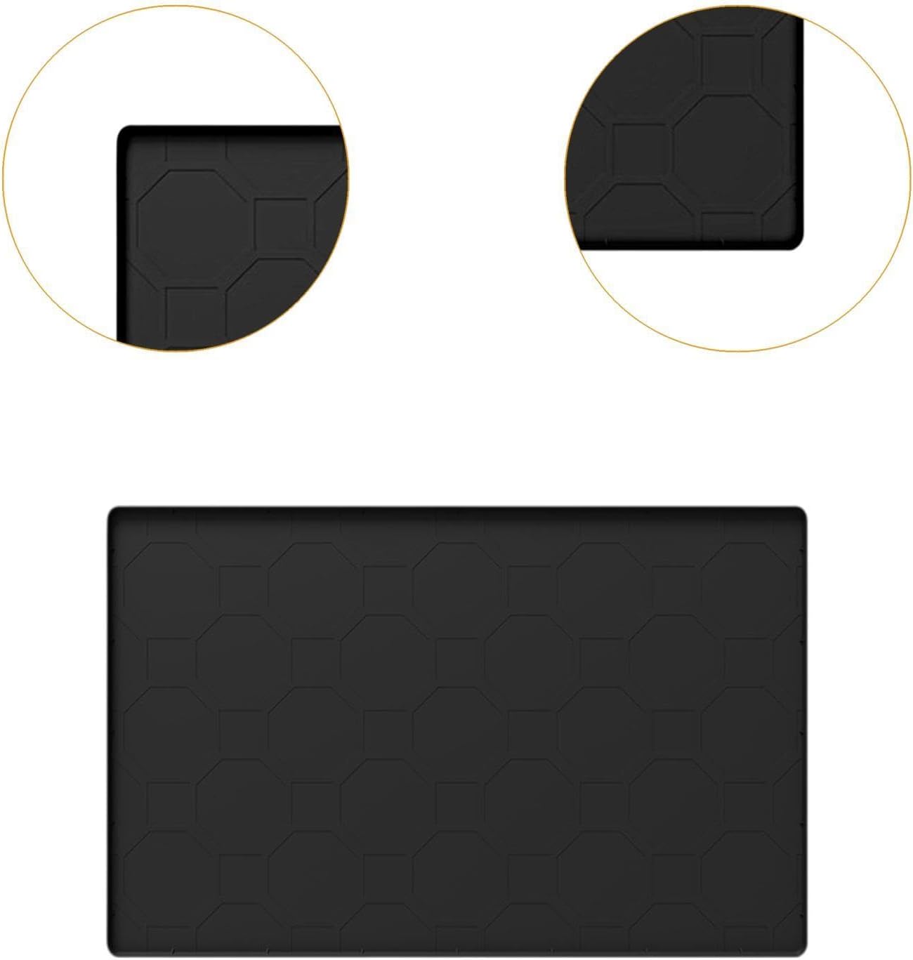 シンク下用キッチンキャビネット保護マット。防水、多機能、シリコン製、縁が盛り上がっています。, 黒