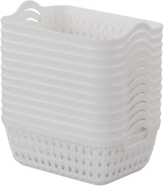 Callyne 12-Pack White Mini Plastic Storage Trays Basket