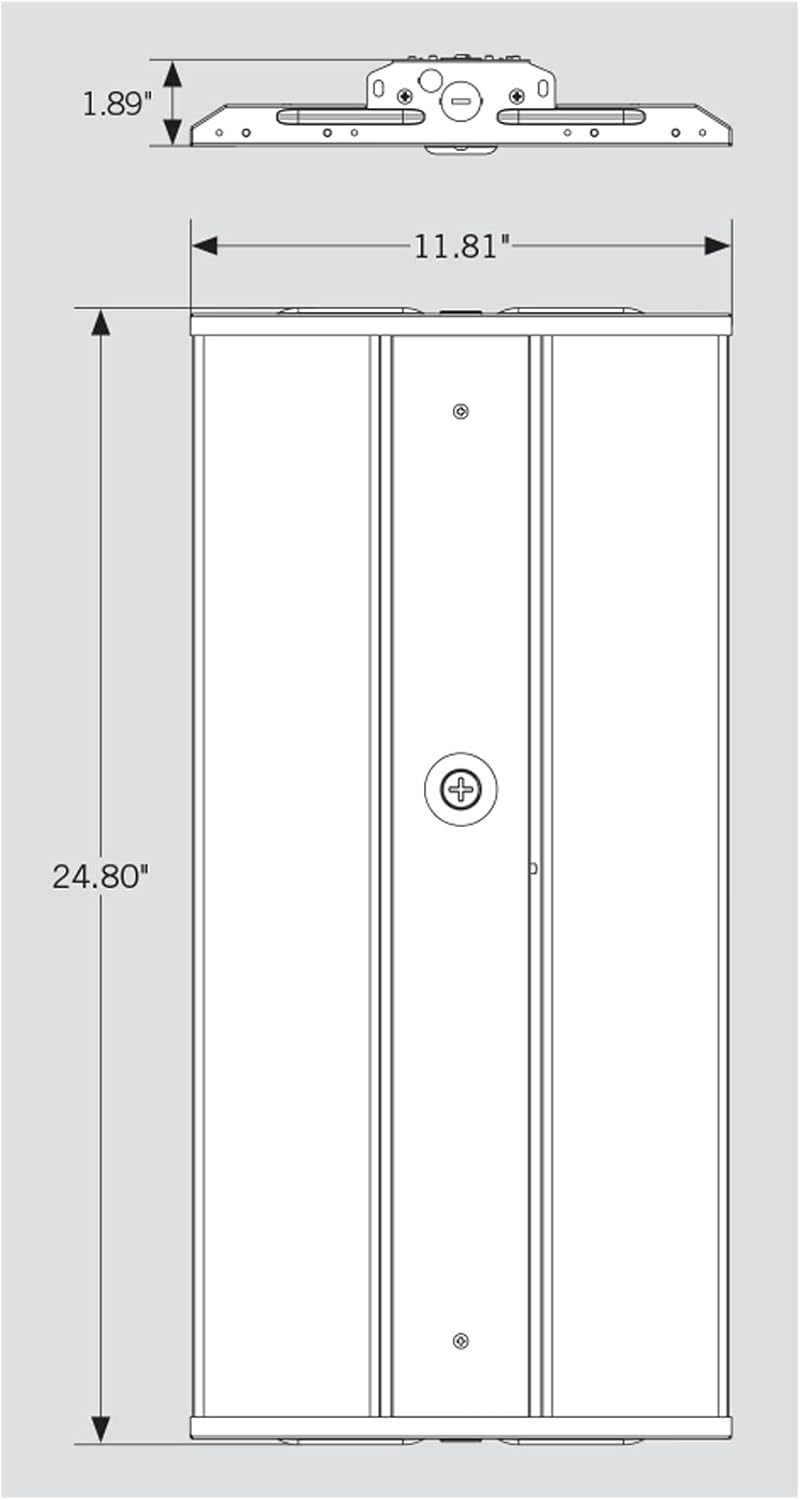 Keystone Xfit Linear LED High Bay, 65/90/105 Watt Selectable, 4000K or 5000K Tunable, 120-277V, V-Hook and Chain Mounting Kit Included, DLC 5.1 Premium, KT-HBLED105PS-2FB-8CSD-VDIM-P