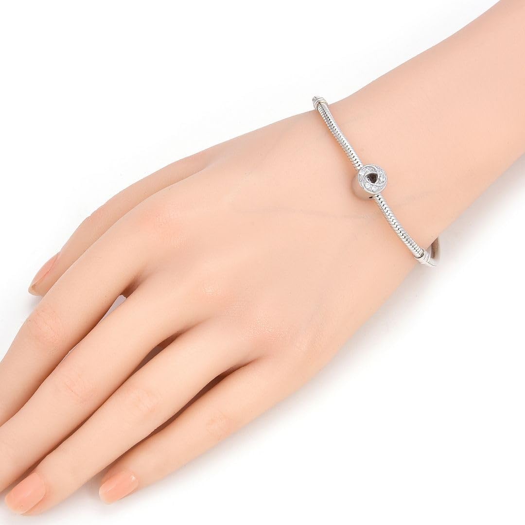 Adabele Solid 925 Sterling Silver Cute Bead Charm Cubic Zirconia CZ Gemstone Fit Pandora All Other Charm Bracelet Necklace Women Birthday Personalized Jewelry Gift
