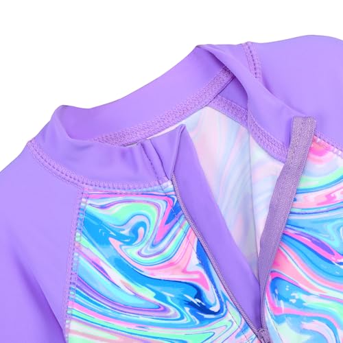 Image of HUAANIUE Toddler Girl Swimsuit Long Sleeve UPF50+ Sun Protection | Easy zipper for quick changes, Full UPF50+ coverage-play all day without sunburn worry, Perfect for beach & pool days.