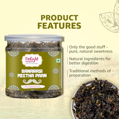 Image of Delight Foods Calcutta & Banarasi Meetha Paan Mukhwas 600g (300g x 2) | Mouth Fresheners Sweet Paan Mix | Digestive & After Meal Snacks | Without Supari | Refreshing