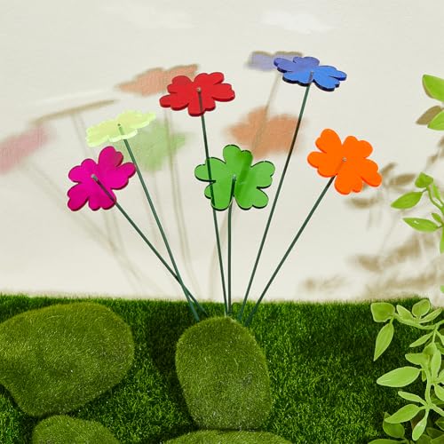 SUPERFINDINGS 24 pièces Décoration de Piquet de Jardin de 6 Couleurs 2 Pouces de Largeur 10 Pouces de Hauteur Piquet d'art de Jardin pour Plantes Fleurs pour L'Extérieur Pelouse Patio Allée Ornements