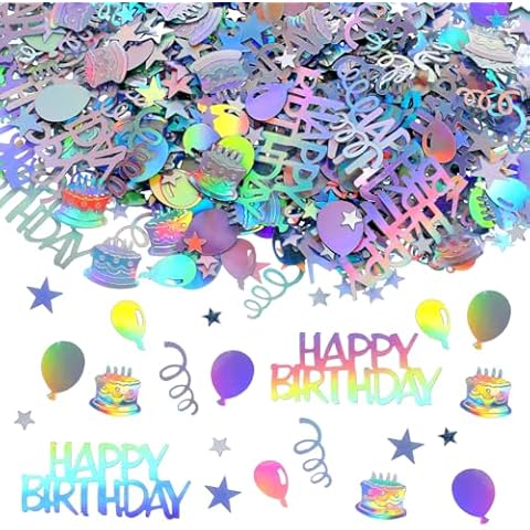 1000PCS Table Confetti Iridescent Happy Birthday Confetti Cover