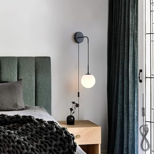 Aplique de pared con enchufe interruptor E27, lámpara de pared moderno para pasillo y noche