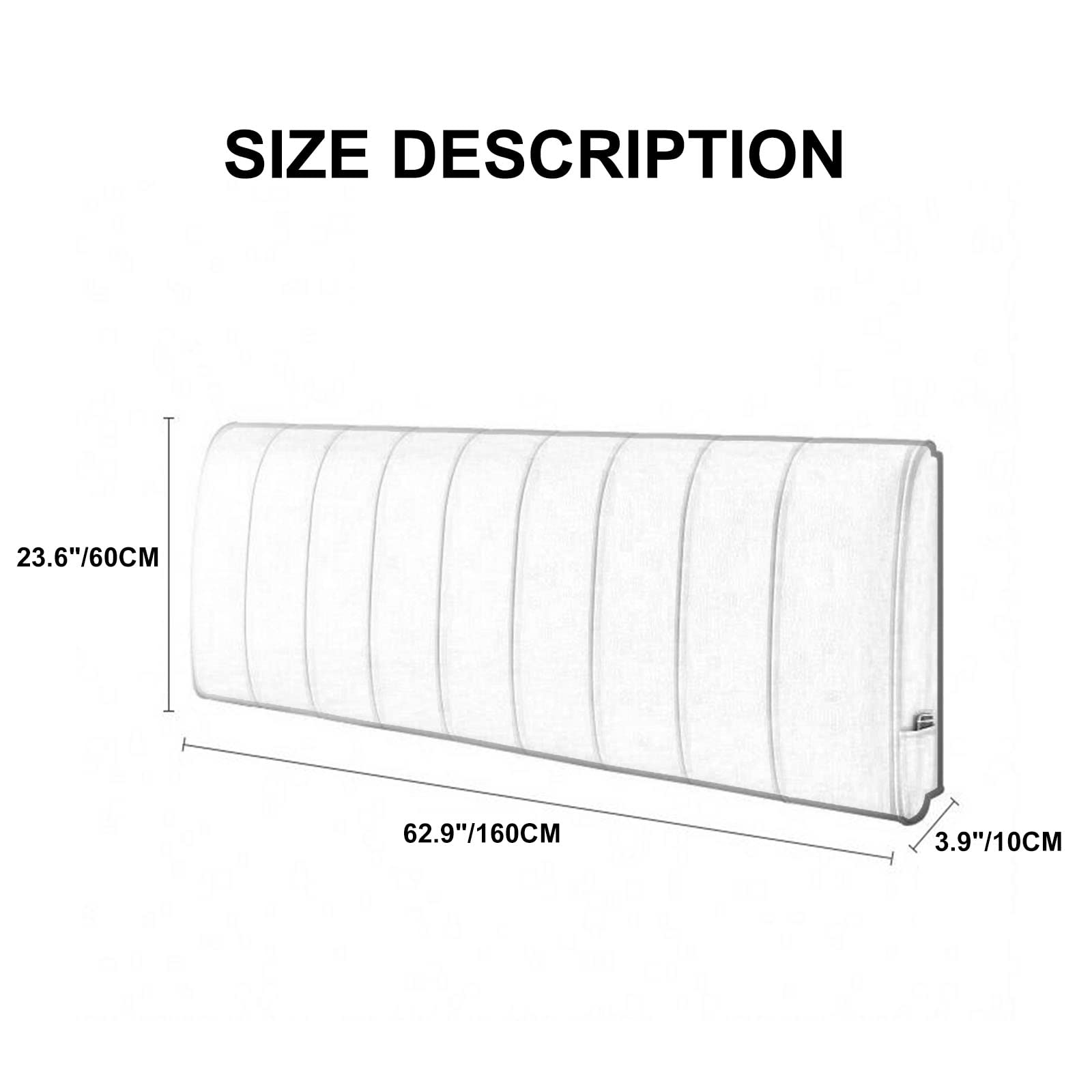 Duży, pełnowymiarowy, skórzany, tapicerowany zagłówek o grubości 10 cm, miękki futerał do sypialni, nadaje się do łóżka dwuosobowego 160 cm, bez zagłówka, podkładka pod talię w zestawie