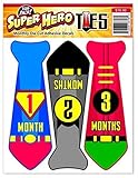 Month Stickers for Baby Boy | Super Hero Neck Tie | Use Photo Prop, Wall Decor or Shower Gift | First Year Growth Monthly Milestones Professional Decal Set for Onsies
