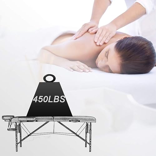 Miniatura 2 de BestMassage Cama de masaje portátil de 24 pulgadas de ancho, altura ajustable, 2 plegables, con colgador de toalla, bolsa de aceite, media almohada