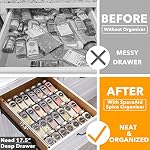 SpaceAid Spice Drawer Organizer with 28 Spice Jars, Bamboo Drawer Dividers with Inserts 4 Dividers with 9 Inserts (17-22 in) - Image 3