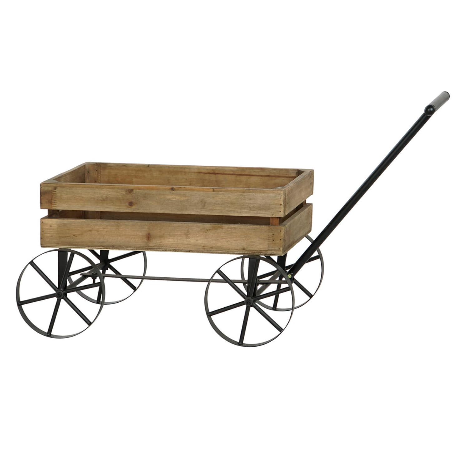 DKD Home Decor Carro de Jardín de la Marca, Color Negro y marrón, de Metal y Madera de Abeto (28,5 x 55 x 55 centímetros)