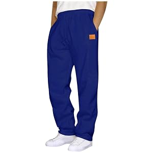 Mens Baggy Sweatpants Straight Wide Leg Jogger Sweat Pants Casual Open Bottom Sweatpants Athletic Lounge Pants with Pockets