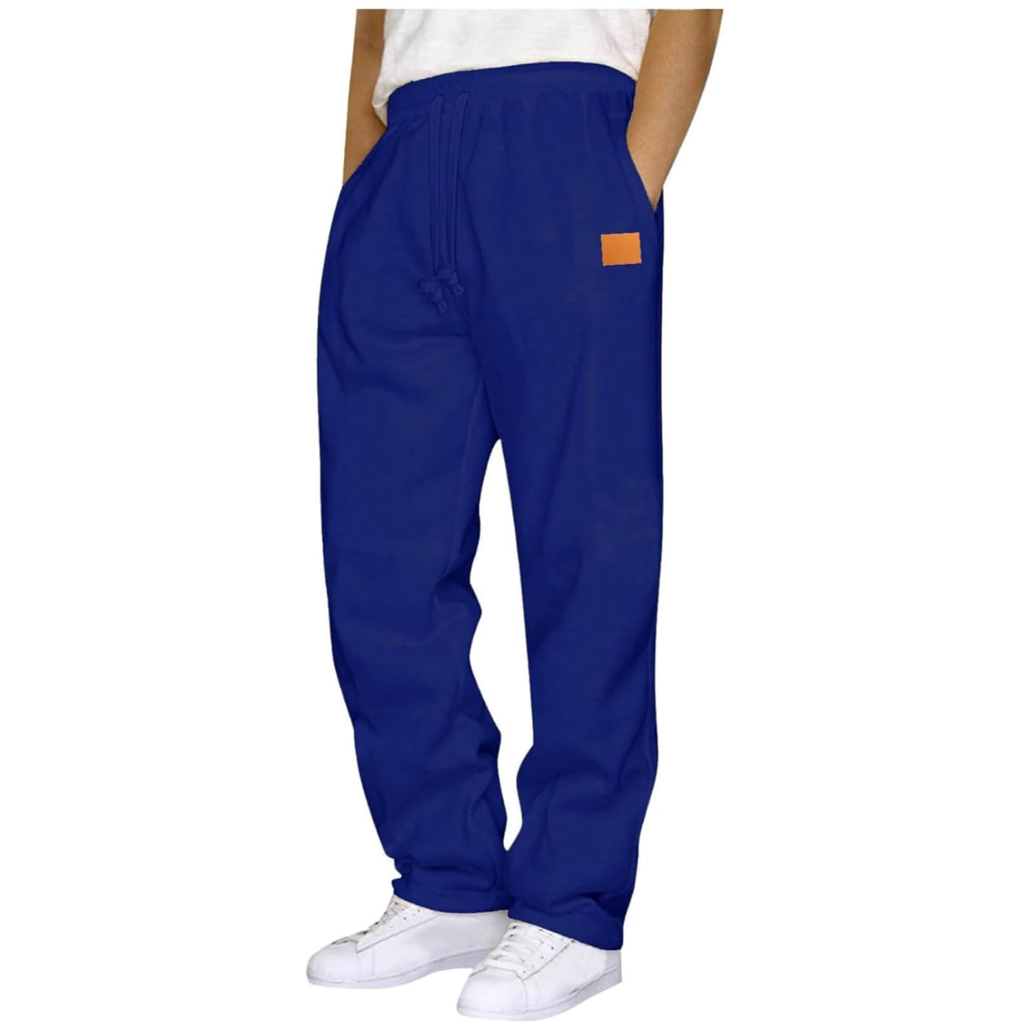 Mens Baggy Sweatpants Straight Wide Leg Jogger Sweat Pants Casual Open Bottom Sweatpants Athletic Lounge Pants with Pockets