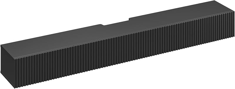 FurniNova Slatted Floating TV Stand with Drawers,Fully Assembled,86'' Black image 4