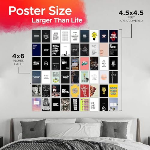 Image of 54pcs Motivational Wall Art Collage Decor Kit, Inspirational Wall Art, Posters Wall Art for Office, Bedroom, Living room Quotes Posters For Office, Inspirational Posters- 4 x 6 Inches (Motivational)
