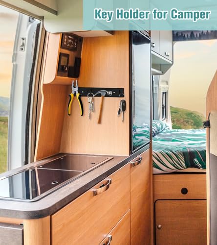 RELBRO-Key-Holder-Wall-Mount-Black-Metal-Key-Hanger-Self-Adhesive-Key-Rail-with-4-Key-Hooks-Key-Rack-Organizer-2-Options-Installation-for-Entryway-Hallway-Kitchen-RV-Camper