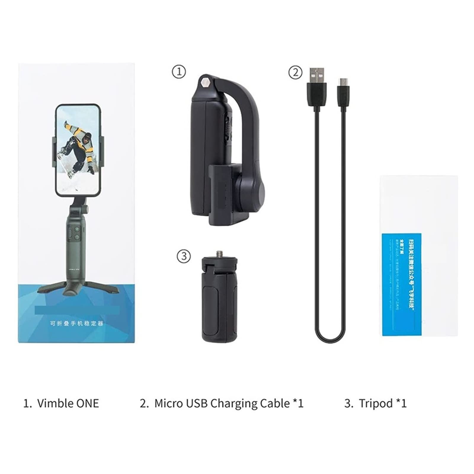 Selfie Stick Gimbal Teléfono for teléfonos Inteligentes Estabilizador de Mano Trípode Transmisión en Vivo(Nero)