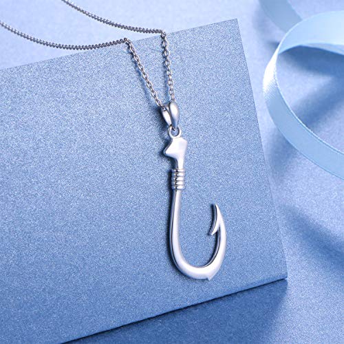 Daochong 925 Sterling Silver Hawaii Fishing Fish Hook Pendant Necklace For Women Girls Gift #TOP12