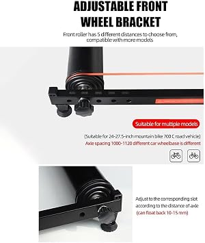 Bike Roller Trainer for Indoor Exercise, Bicycle Roller Trainer Riding Platform, Folding Stationary Bicycle Stand, Low Noise and Adjustable(Black)