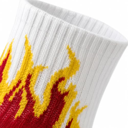 Image of 7 Pairs Pure Premium Cotton Socks Men & Women Calf Length Crew Flame Pattern Vibrant Colors, Full Length Comfort Stretchable Free Size Anti Odur Sweat Free Anti Slip