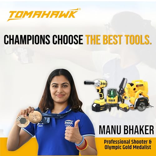 Image of Tomahawk CGR-1010 20V Brushless Cordless Angle Grinder with 2 x 4.0Ah Batteries & Charger | 4 Inch Disc | 3-Speed up to 8500 RPM | Trigger Lock | Heavy Duty & Durable Build