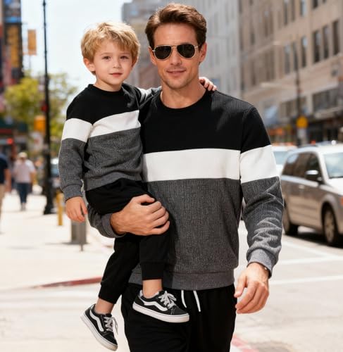 Image of Kid Toddler Boy Clothes Color Block Sweatshirt and Casual Pants 2Pcs Boys Fall Winter Outfits 1-5T