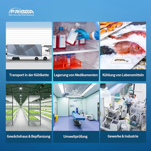 Frigga U1 10pack USB-Temperatur-Datenlogger Einweg-Digital-Temperaturschreiber 28800 Punkte hohe Genauigkeit Thermometer Monitor 200 Tage mit PDF-CSV-Bericht