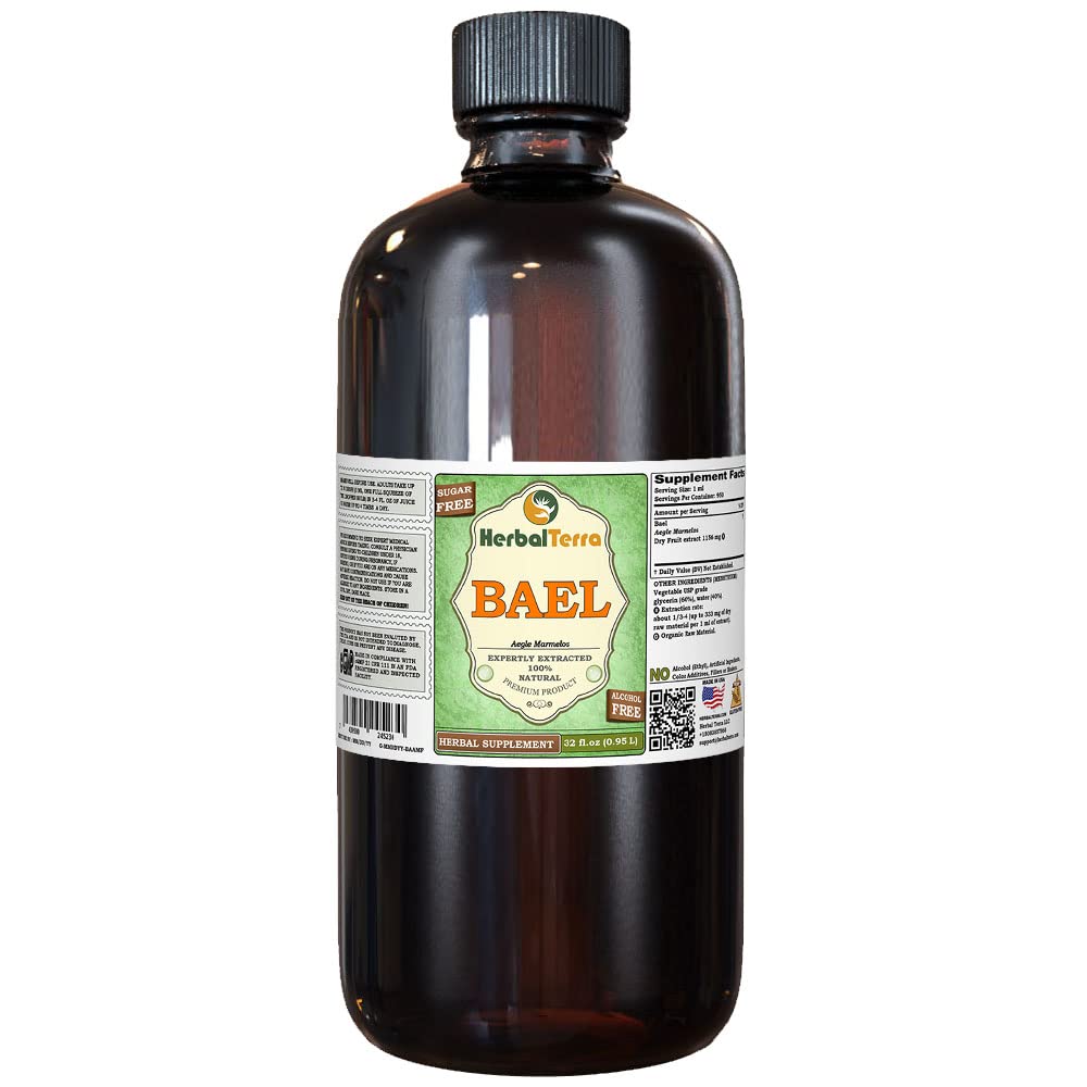 Bael, Mountain Knotgrass (Aegle Marmelos) Dried Fruit Alcohol-FREE Liquid Extract (Brand Name: HerbalTerra, Proudly Made in USA) 32 oz - Image 2