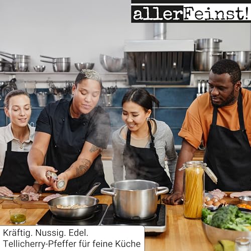 allerFeinst! - Tellicherry Pfeffer ganz | Premium schwarzer Pfeffer aus Indien (Piper nigrum L.) | Aromatisch, nussig & leicht scharf | 1er Pack (1 x 80g)