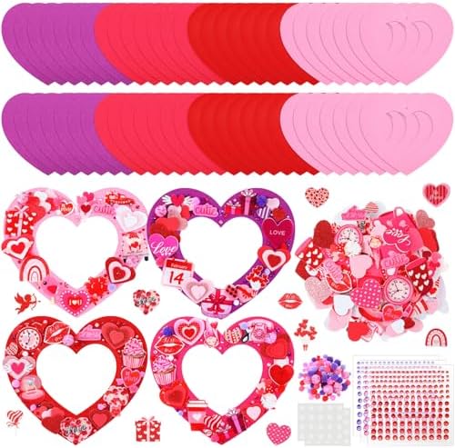472 Pcs Valentine's Day Craft Kits Valentine DIY Wreath Craft Kit...