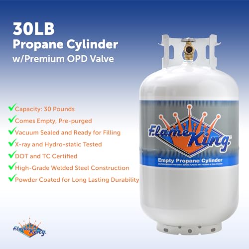 image for Flame King YSN-301 30 Pound Steel Propane Tank Cylinder with Type 1 Ov