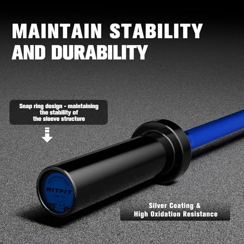 RitFit 4FT Olympic Barbell, Black/Blue by RitFit - Image 4