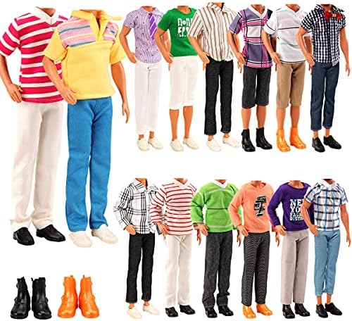 Miunana Lot 8 Items Doll Clothes for Ken Doll Include Random 3 pcs Casual Wear + 3 Pcs Dolls Pants +2 Shoes …
