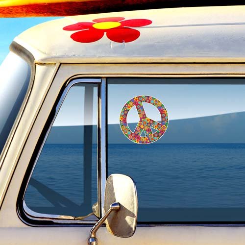 Autocollant Voiture Floral Vintage Flower Power - Décoration Hippie Rétro Pour Carrosserie