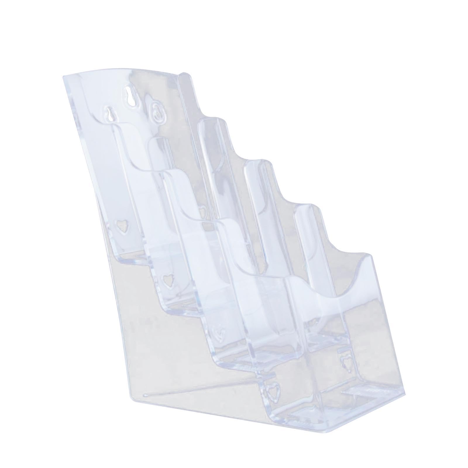 Amslsiu Clear Acrylic Brochure Holder Wall Mount Slanted Back Non Slip Organizing Pamphlets Flyers Documents Papers Countertop Organizer Exhibition A6 4 Tier