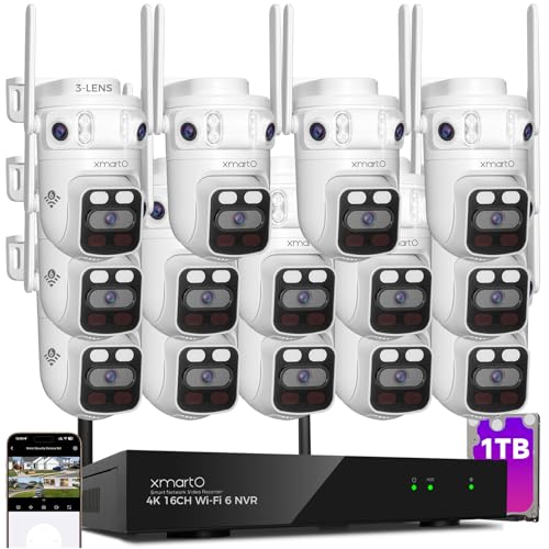 xmartO 16CH 14Pcs 6MP Tri-Lens PTZ Security Camera System, 1