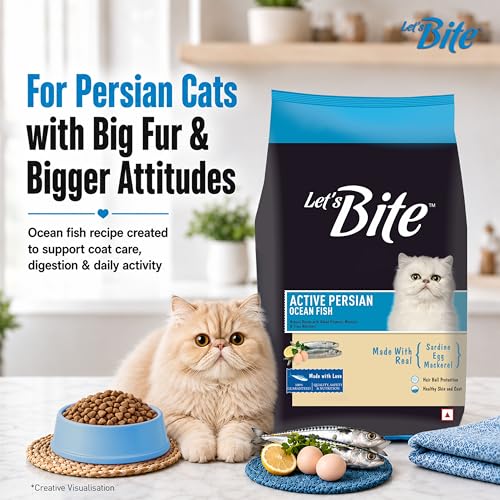 Image of Let's Bite Persian Dry Adult Cat Food 1kg | Ocean Fish (Total 2kg)