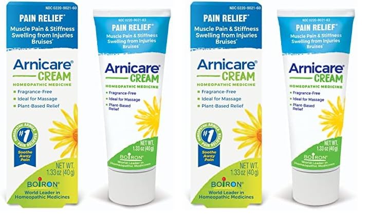 Boiron Arnicare Cream for Relief for Joint Pain, Muscle Pain, Muscle Soreness, and Swelling from Bruises or Injury - Fast Absorbing and Fragrance-Free - 1.3 oz (Pack of 2)