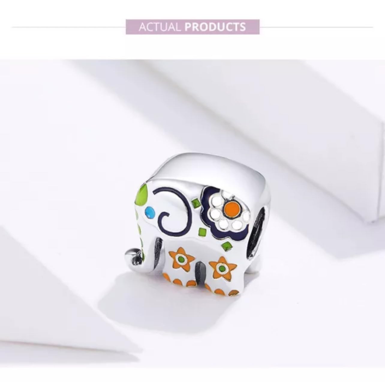 Charm-Anhänger „Happy Lucky Elephant“ aus echtem 925er Silber, kompatibel mit