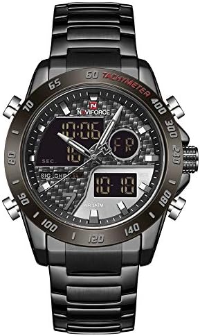 Naviforce Men's Multifunction Waterproof Sport Analog Digital Quartz Watch with Chronograph Dual Time