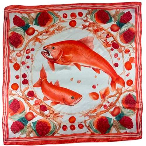 Carré de soie Astrologie Amérindienne Saumon foulard femme 88 cm