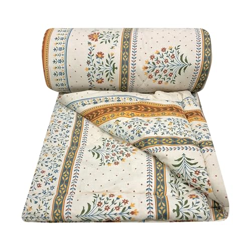 Image of MORADO Glace Cotton AC Comforter /Blanket /Quilt for Double Bed | Ultra Soft & Lightweight | All Season Reversible Comforter | Cozy Bedding for Home & Hotel | Size 90x100 Inches,Mari Gold,Double