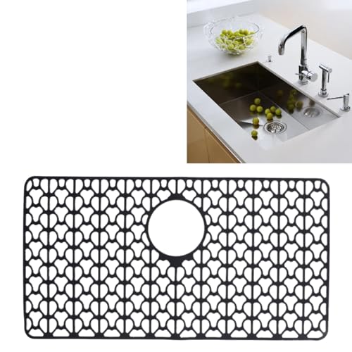 Estera de fregadero de silicona reutilizable, protector negro multifunción de platos 5