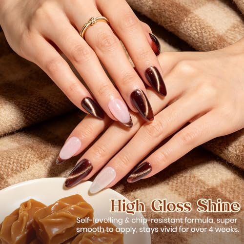 Image of Beetles Brown Cat Eye Gel Nail Polish, Toffee Sparkle 15ml Fall Gel Polish